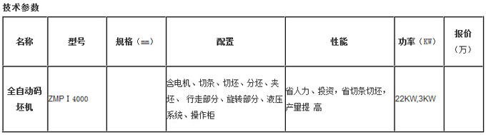 全自動碼坯機技術參數(shù)